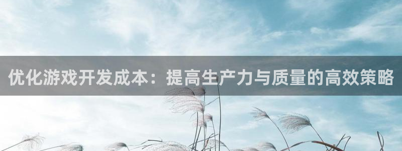 沐鸣2代理求27337：优化游戏开发成本：提高生产力与质量的高效策略